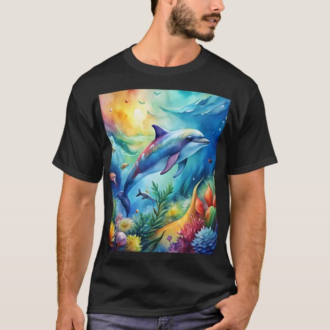 Bemalter Delfin T-Shirt (Vorderseite)