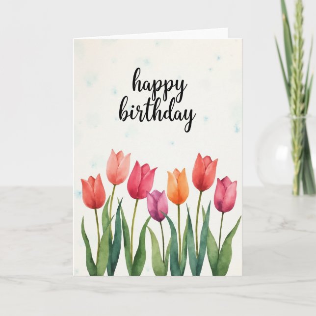 Bemalter Geburtstagskarte mit Blumen Karte (Vorderseite)