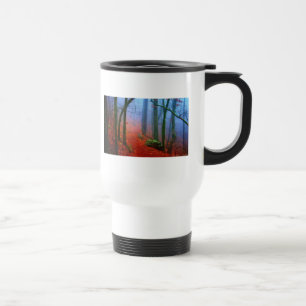 Bemalter Herbstwald Blaue Nebel Reisebecher