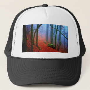 Bemalter Herbstwald Blaue Nebel Truckerkappe