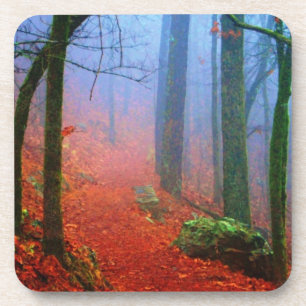 Bemalter Herbstwald Blaue Nebel Untersetzer