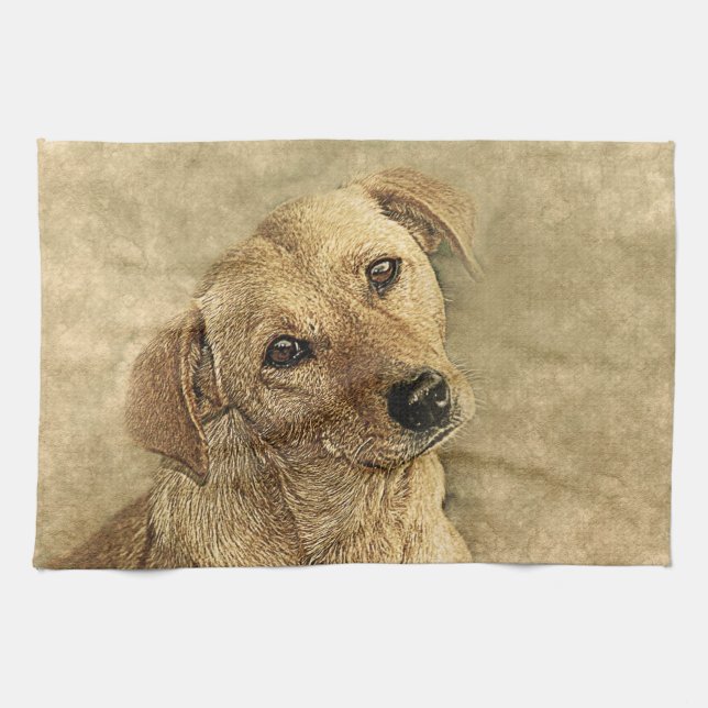 Bemalter Hundedruck Geschirrtuch (Horizontal)