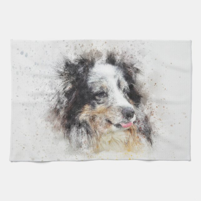 Bemalter Hundedruck Geschirrtuch (Horizontal)