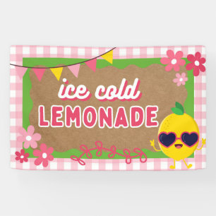 Bemalter Limonadenstand-Banner Rosa Gingham Banner