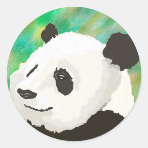 Bemalter Panda-Aufkleber Runder Aufkleber