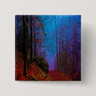 Bemalter Wald Herbst Lila Nebel Button