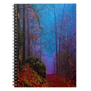 Bemalter Wald Herbst Lila Nebel Notizblock