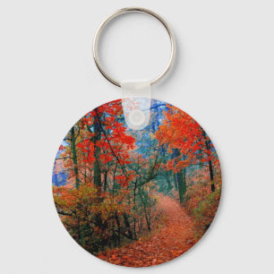 Bemalter Wald Herbstflamme Aquarell-Geschenke Schlüsselanhänger