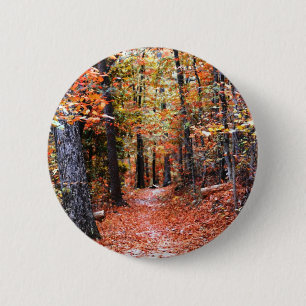 Bemalter Wald Herbstweg Aquarell Geschenke Button