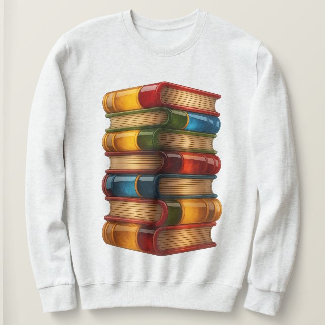 Bemaltes Buch - 3D-Stapel farbenfroher Harzromane Sweatshirt (Design vorne)