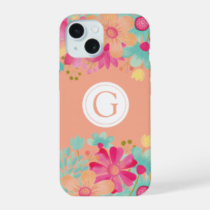 Bemaltes Florales Monogramm Individuell Gestaltet iPhone 15 Hülle