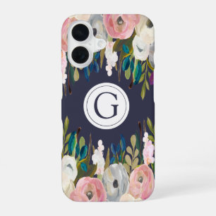 Bemaltes Florales Navy Monogramm iPhone 6 Hülle iPhone 16 Hülle
