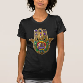 Bemaltes Gold Hamsa Amethyst Rubin Drittes Auge T-Shirt