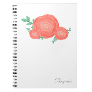 Bemaltes Orangen-Blumen-Notizbuch Journal Notizblock