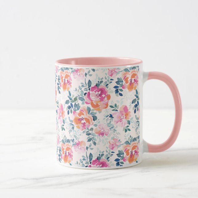 Bemaltes Rosenmuster Tasse (Rechts)