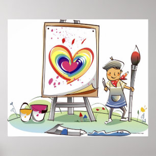 Bemannen Sie das Halten eines Malerpinsels und das Poster