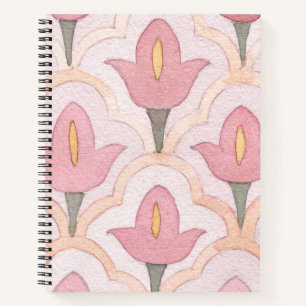 Bemerkenswert dekoratives Muster Wasserfarben Tulp Notizbuch