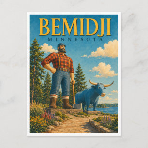 Bemidji Minnesota Paul Bunyan GeoSaga Postkarte