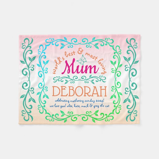 Bemuttern die beste Mama-botanischen des Logos Fleecedecke (Vorderseite (Horizontal))