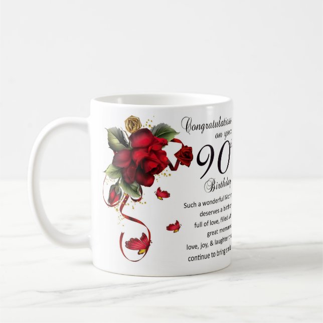 Bemuttern Sie 90. Geburtstag, Geschenk-Tassen-90. Tasse (Links)