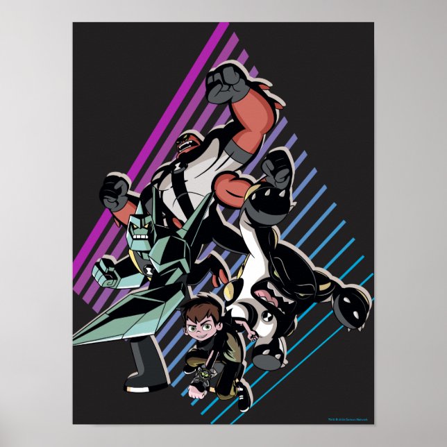 Ben 10 Retro Alien Group Graphic Poster (Vorne)