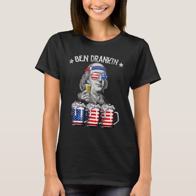 Ben Drankin 4. Juli Benjamin Franklin Beer Ame T-Shirt (Vorderseite)