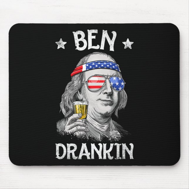 Ben Drankin 4. Juli Benjamin Franklin Männer Amer Mousepad (Vorne)