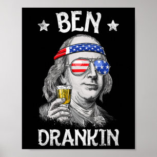 Ben Drankin 4. Juli Benjamin Franklin Men Amer Poster