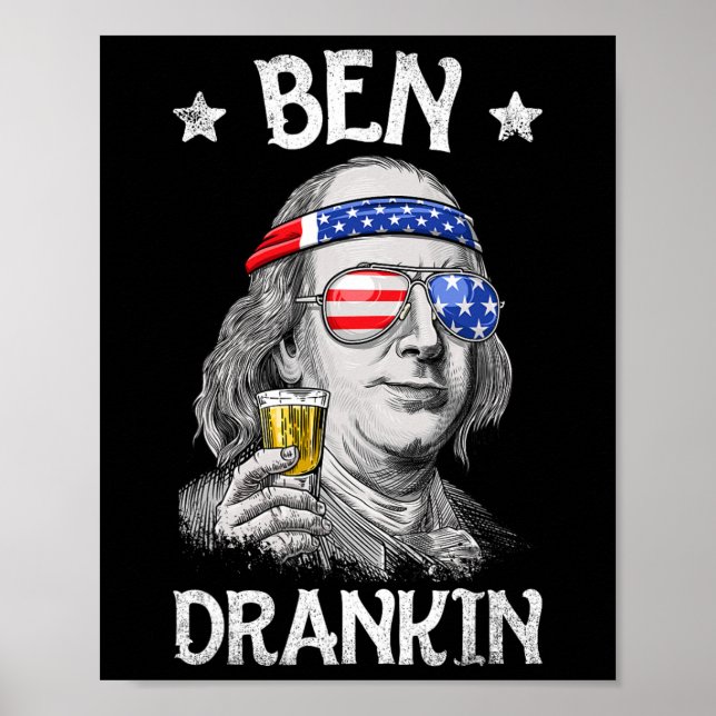 Ben Drankin 4. Juli Benjamin Franklin Men Amer Poster (Vorne)