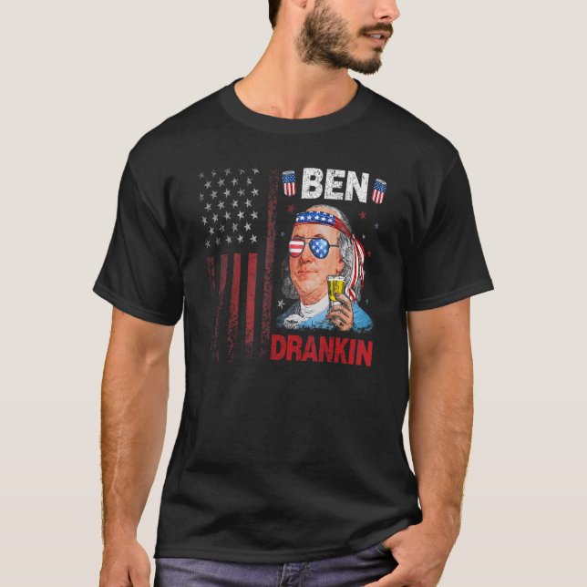 Ben Drankin 4. Juli Benjamin Franklin Men Amer T-Shirt (Vorderseite)
