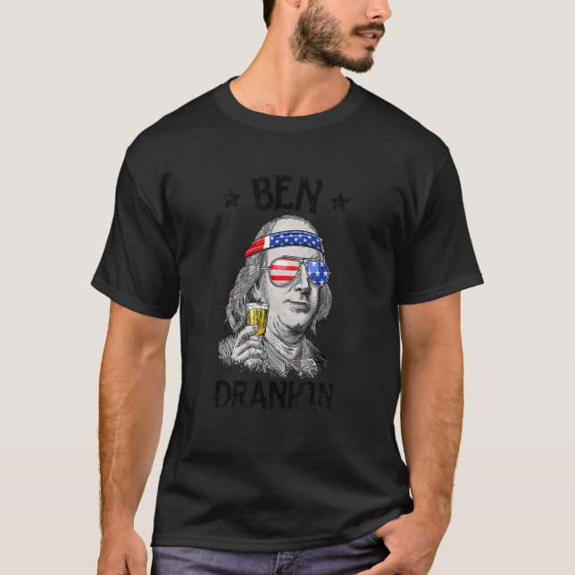 Ben Drankin 4. Juli Benjamin Franklin Men Amer T-Shirt (Vorderseite)