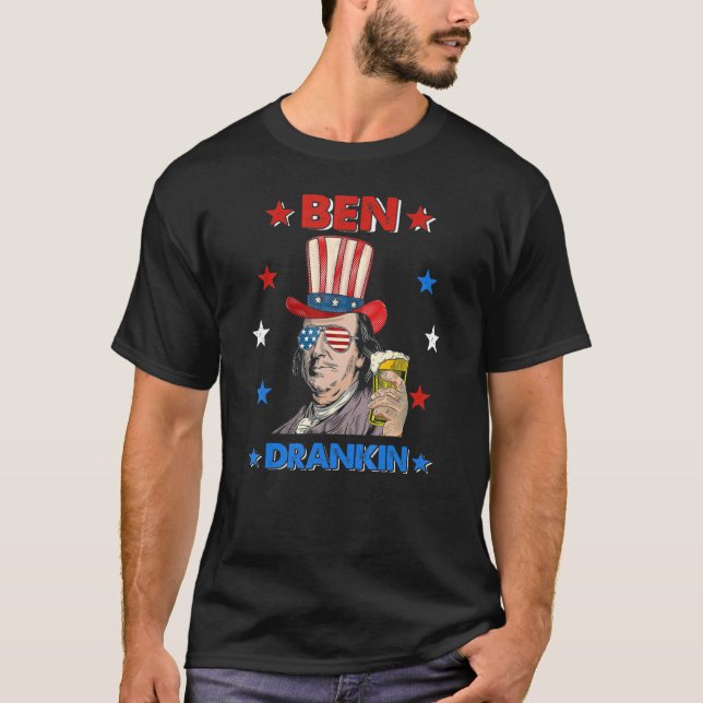 Ben Drankin 4. Juli Benjamin Franklin Men Amer T-Shirt (Vorderseite)