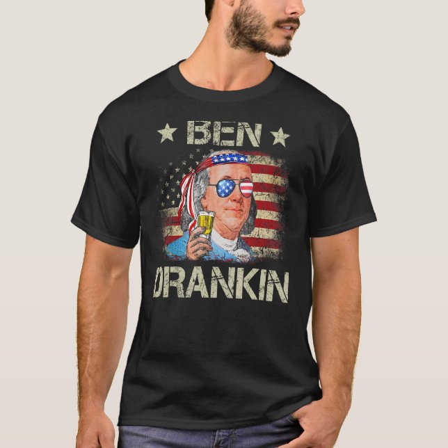 Ben Drankin 4. Juli Benjamin Franklin Men Amer T-Shirt (Vorderseite)