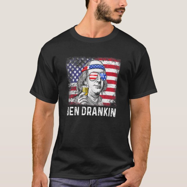 Ben Drankin 4. Juli Benjamin Franklin Men Amer T-Shirt (Vorderseite)