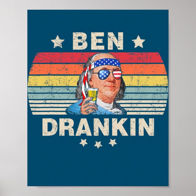Ben Drankin 4. Juli Benjamin Franklin Men Poster (Vorne)