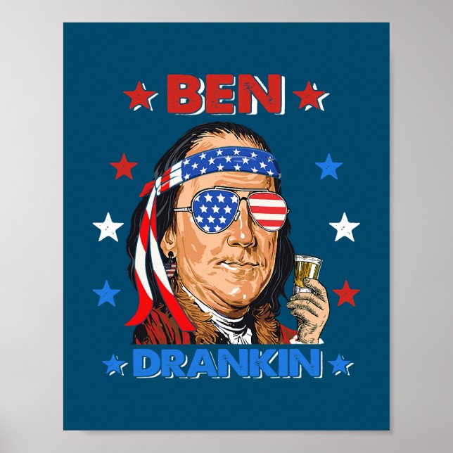 Ben Drankin 4. Juli Benjamin Franklin Men Poster (Vorne)