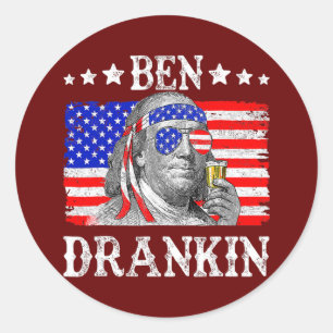 Ben Drankin 4. Juli Benjamin Franklin Men Runder Aufkleber