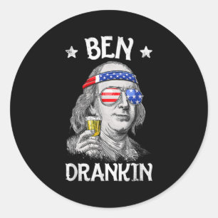Ben Drankin 4. Juli Benjamin Franklin Men Runder Aufkleber
