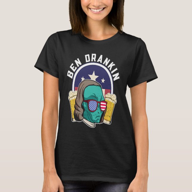 Ben Drankin Alien USA 4. Juli T-Shirt (Vorderseite)