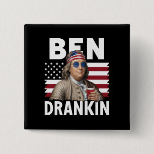 Ben Drankin Beer 4. Juli Vintage Fahne Funny Button