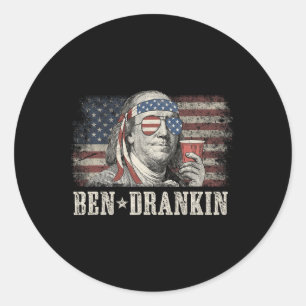 Ben Drankin Beer 4. Juli Vintage Fahne Funny Runder Aufkleber