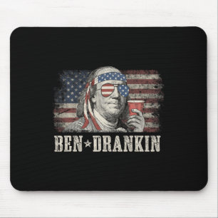 Ben Drankin Bier 4. Juli Vintage-Flagge Lustig  Mousepad