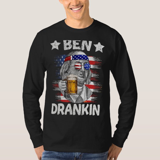 Ben Drankin Drinking Beer Benjamin Fra 4. Juli T-Shirt (Vorderseite)