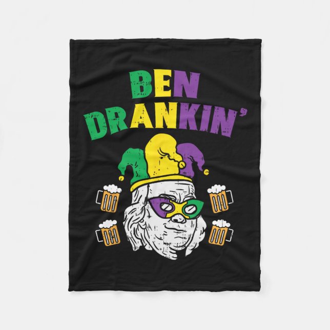 Ben Drankin Franklin Us Präsident Funny Mardi Gras Fleecedecke (Vorderseite)