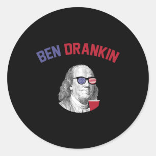 Ben Drankin T-Shirt Fourth of July Patriotisch Tri Runder Aufkleber