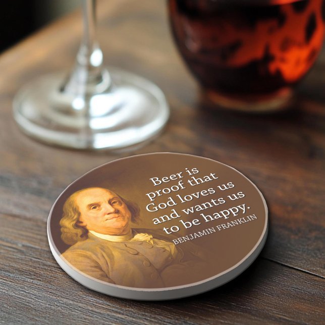 Ben Franklin Beer Quote Untersetzer (Sandstone Coaster)