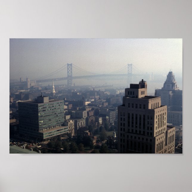 Ben Franklin Bridge Delaware River Suspension 1970 Poster (Vorne)