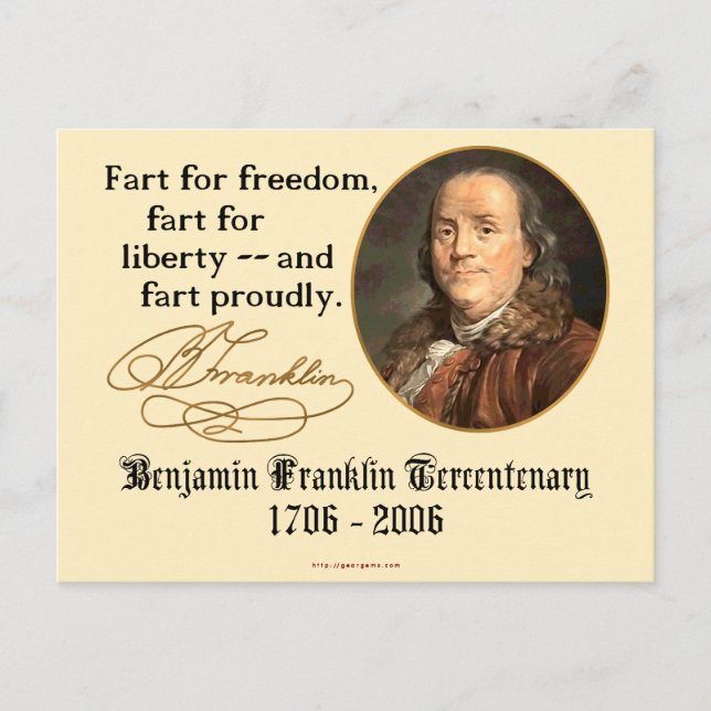 Ben Franklin - Furz stolz Postkarte (Vorderseite)