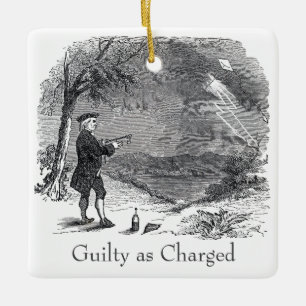 Ben Franklin Guilty als Anklage Keramikornament