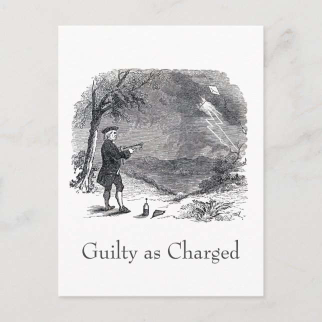 Ben Franklin Guilty als Anklage Postkarte (Vorderseite)